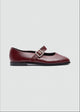 Mary Jane Flats Buckle Strap - Maroon