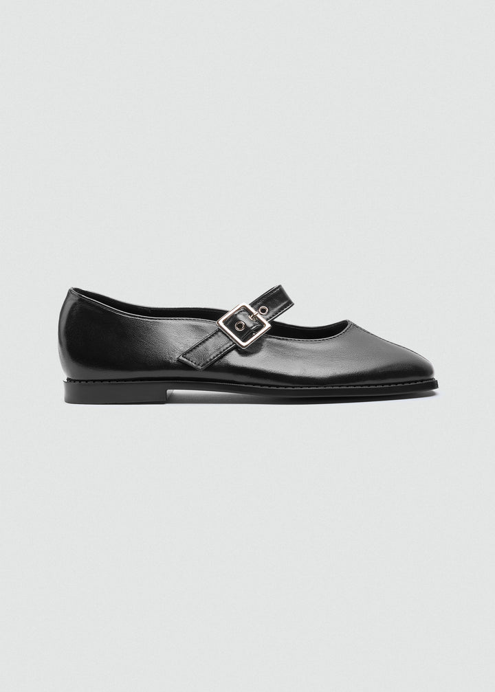 Mary Jane Flats Buckle Strap - Black