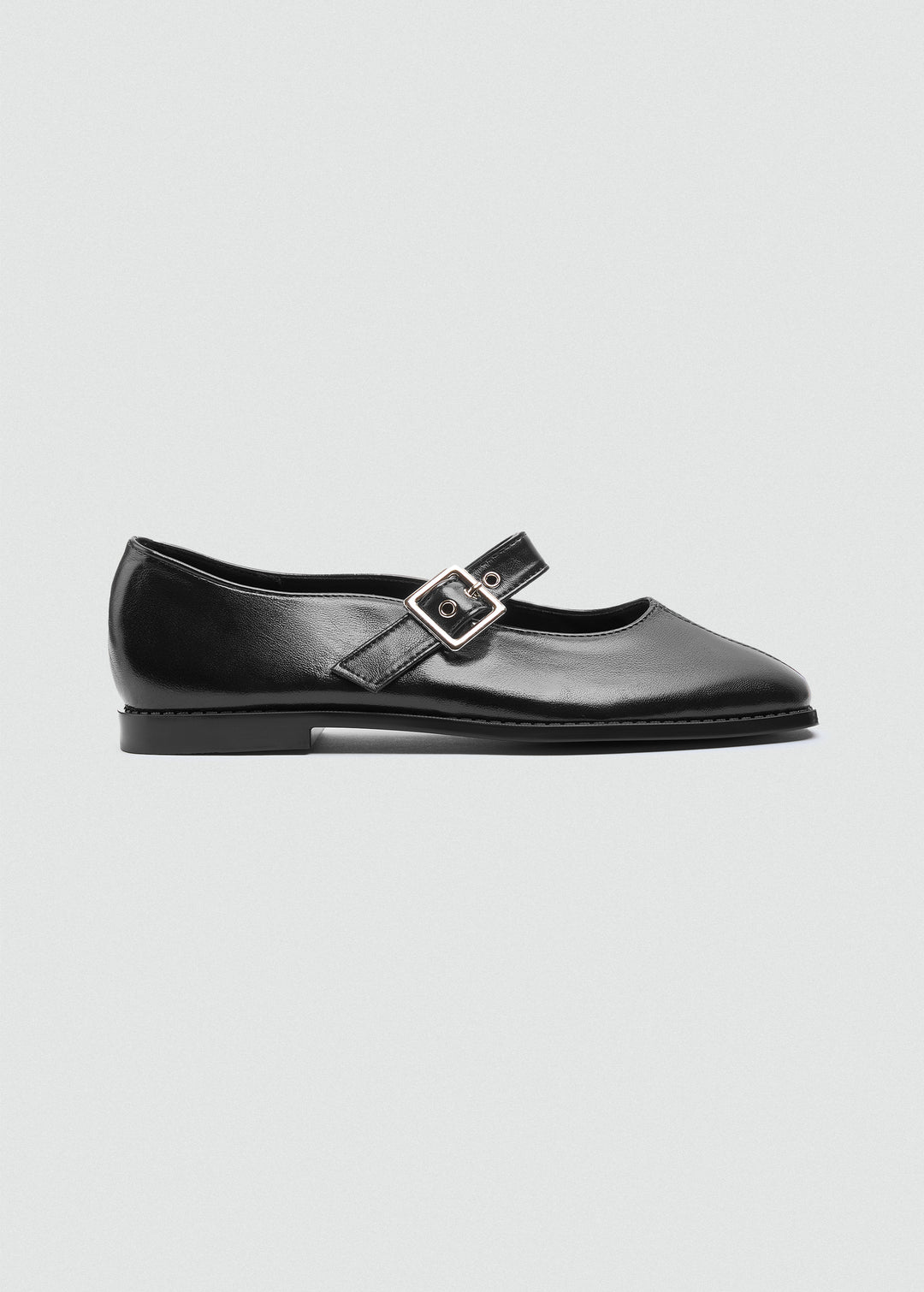 Mary Jane Flats Buckle Strap - Black