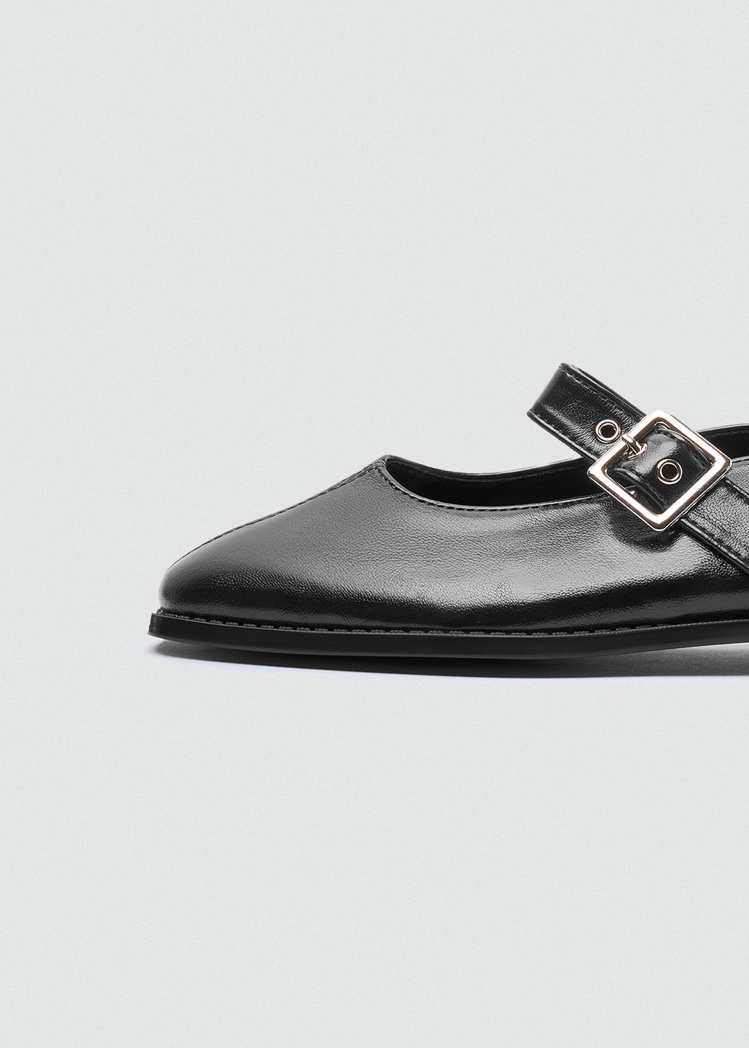 Mary Jane Flats Buckle Strap - Black