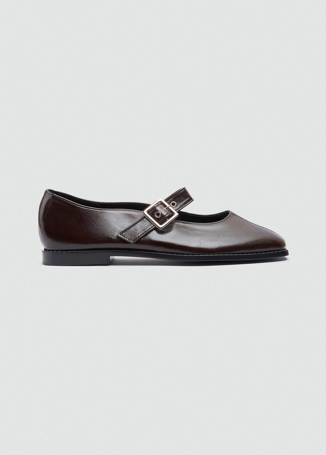 Mary Jane Flats Buckle Strap - Brown
