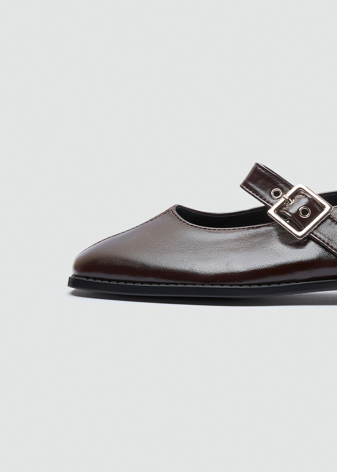 Mary Jane Flats Buckle Strap - Brown