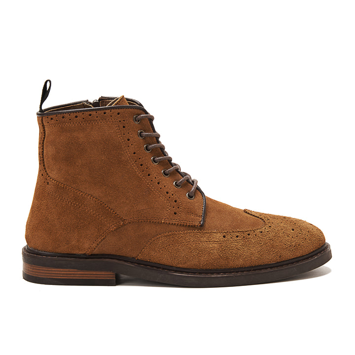 Suede Brogue Genuine Leather Half Boots | Light Brown