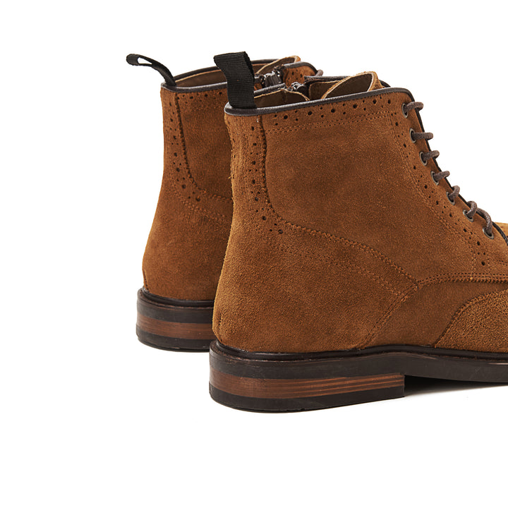 Suede Brogue Genuine Leather Half Boots | Light Brown