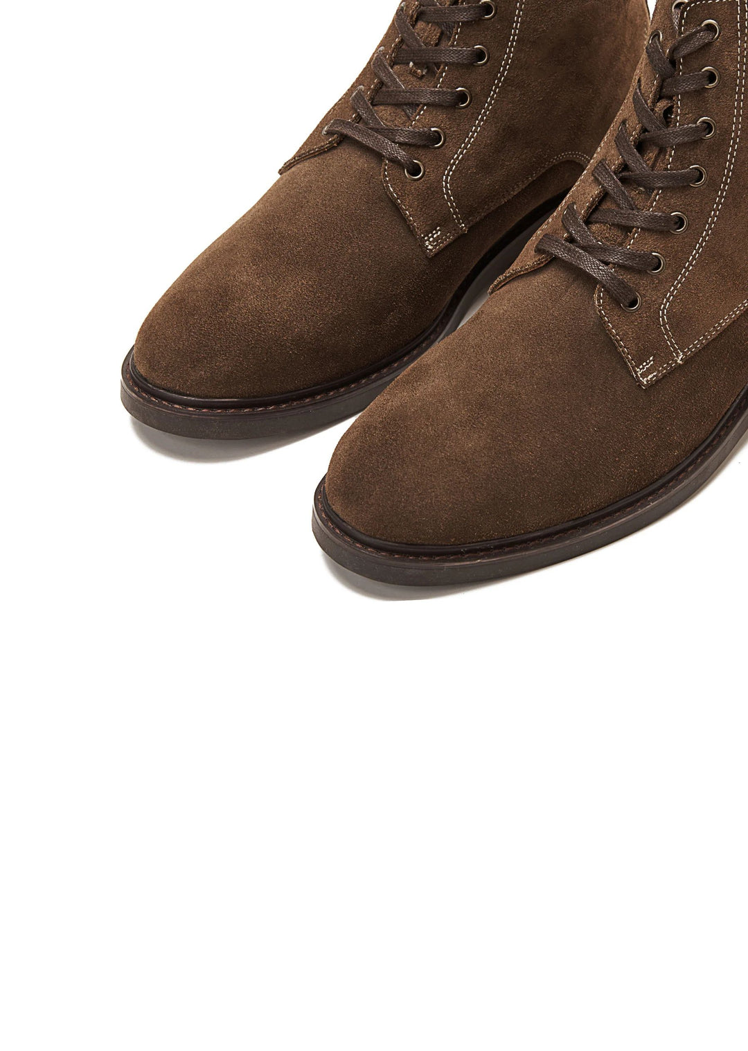Suede Lace Up Genuine Leather Half Boots | Cafe