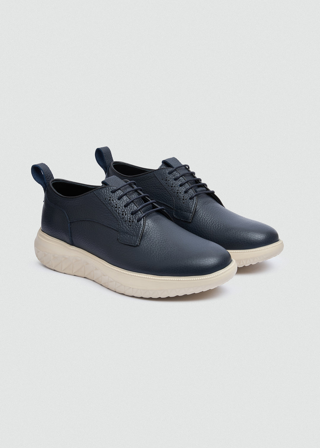 Pebbled Leather Derby - Textured Navy Blue