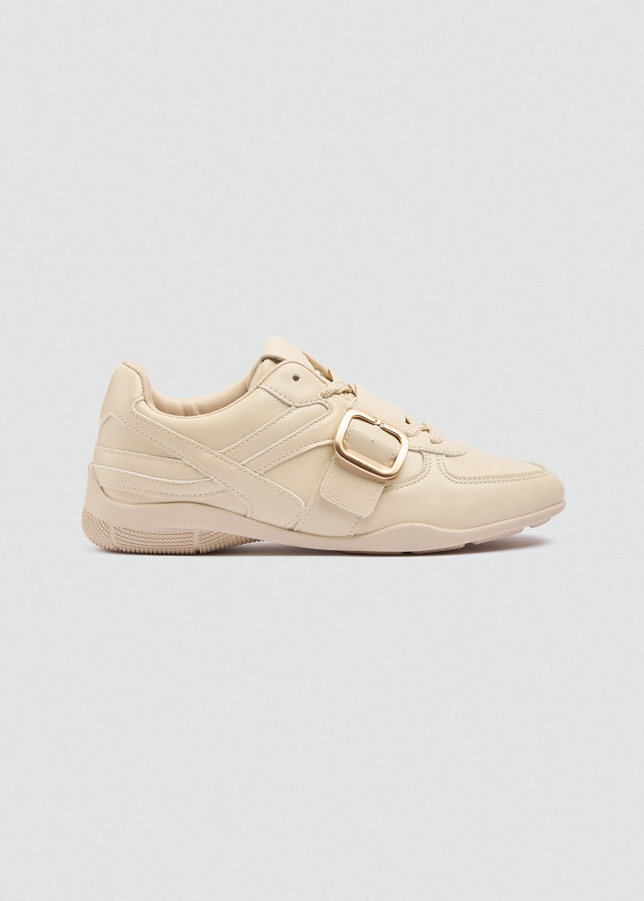 Sneakers Gold Buckle Strap - Beige