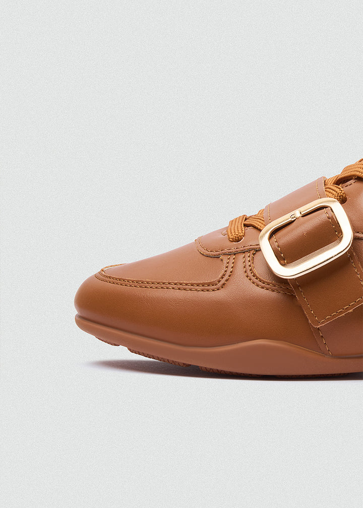 Sneakers Gold Buckle Strap - Camel