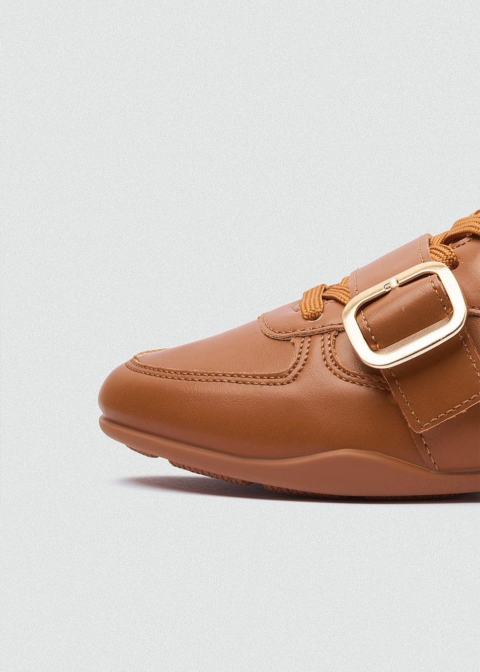 Sneakers Gold Buckle Strap - Camel