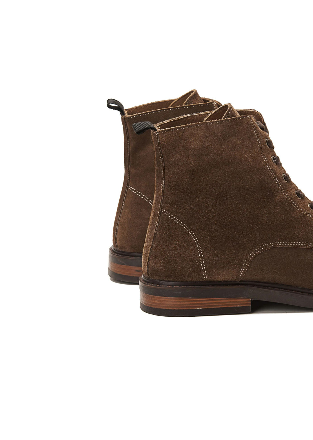 Suede Lace Up Genuine Leather Half Boots | Cafe