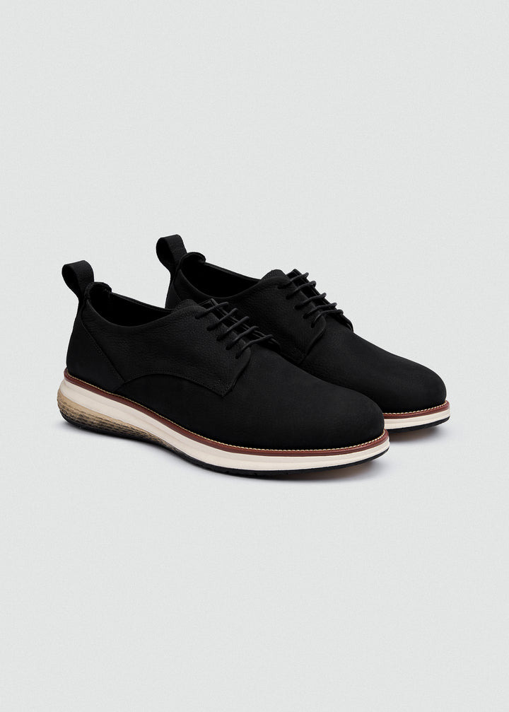 Suede Lace-Up Derby - Textured Black