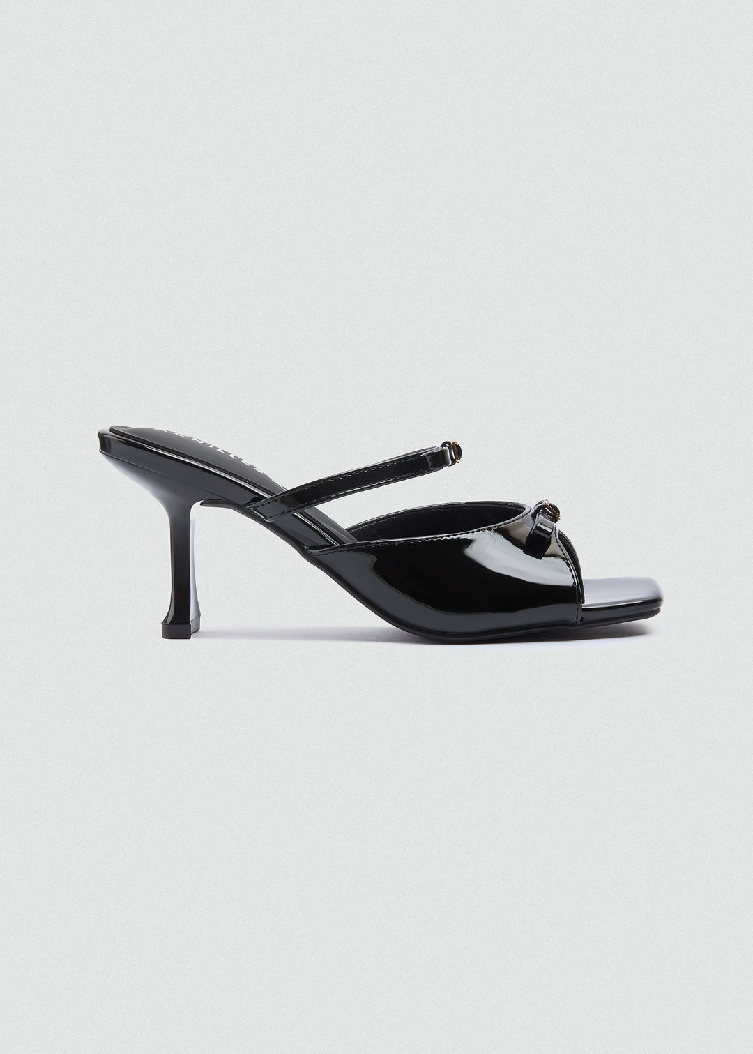 Strappy Bow Kitten Heel Mules - Black