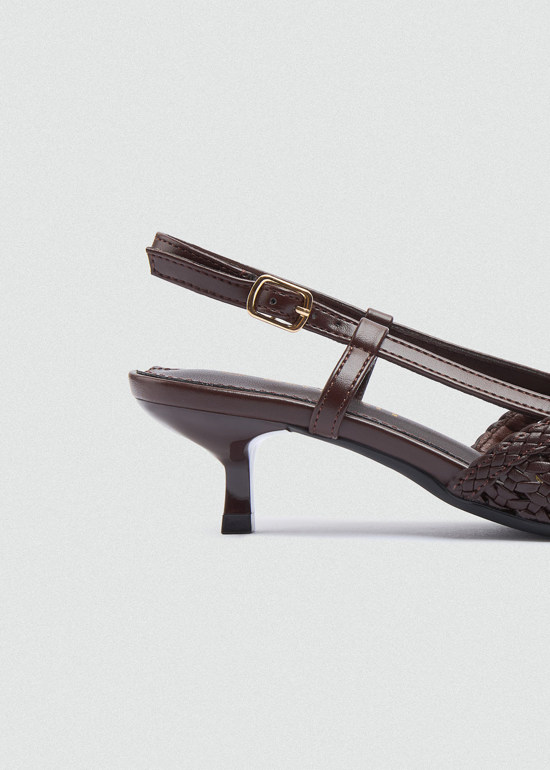 Woven Slingback Kitten Heels - Brown