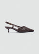 Woven Slingback Kitten Heels - Brown
