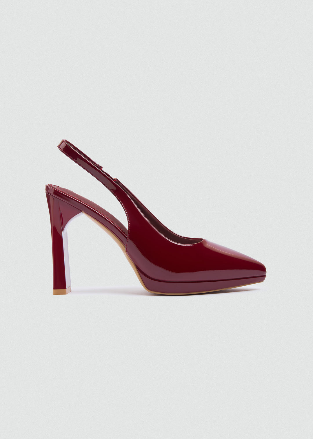 Pointy Slingback Block Heel Pumps - Maroon