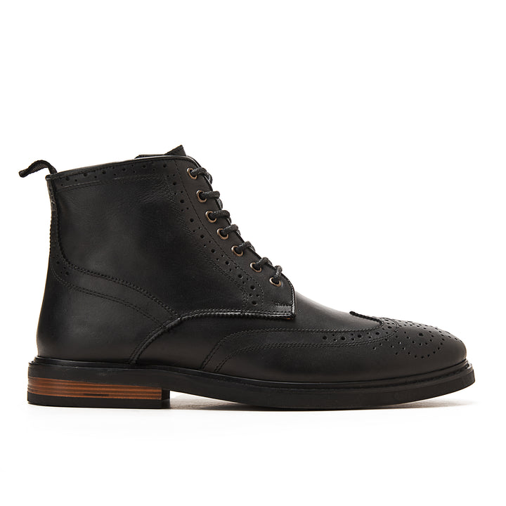 Nappa Brogue Genuine Leather Half Boots | Black