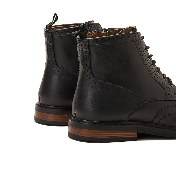 Nappa Brogue Genuine Leather Half Boots | Black