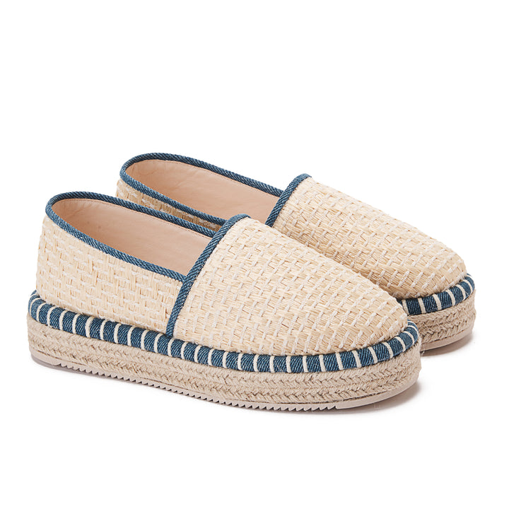 Achilles Thread Women's Slip On Espadrilles - Beige X Turquoise