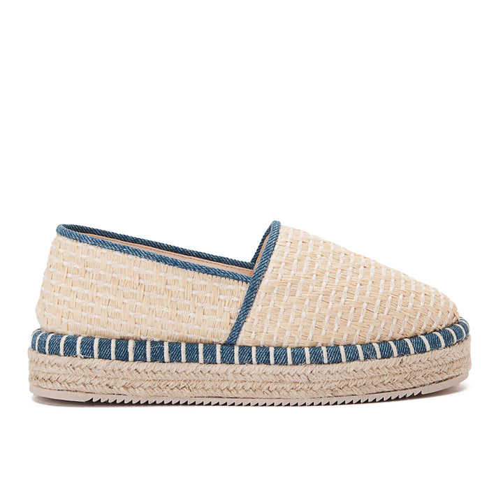 Achilles Thread Women's Slip On Espadrilles - Beige X Turquoise