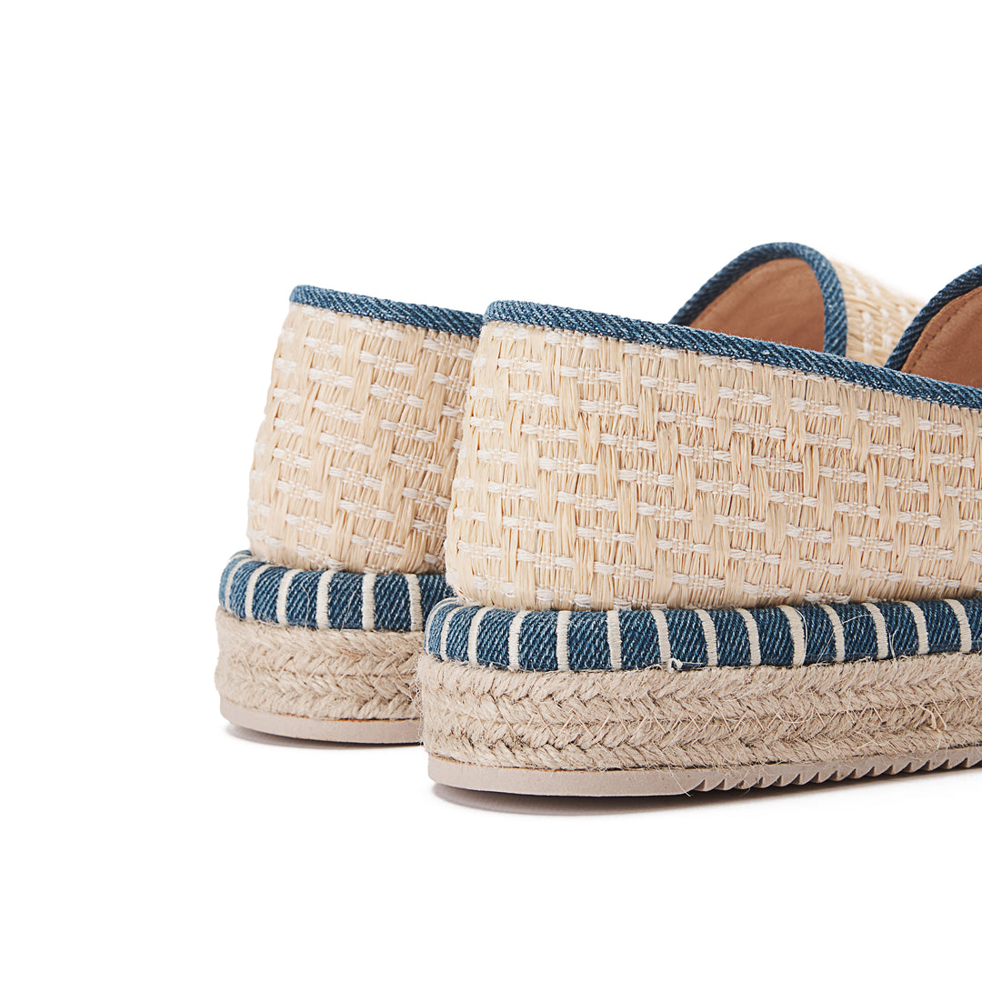 Achilles Thread Women's Slip On Espadrilles - Beige X Turquoise