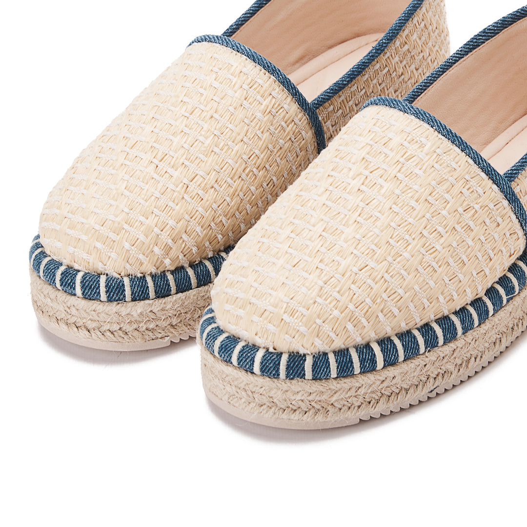 Achilles Thread Women's Slip On Espadrilles - Beige X Turquoise