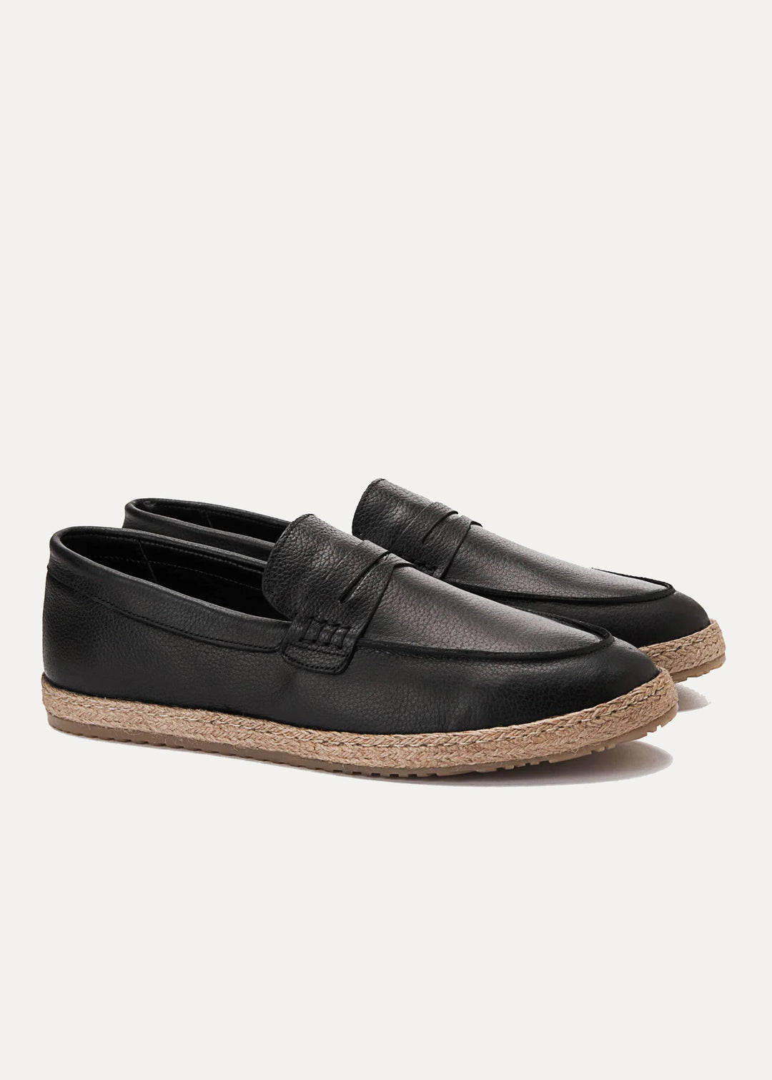 Achilles | Leather PENNY STRAP ESPADRILLES - Black