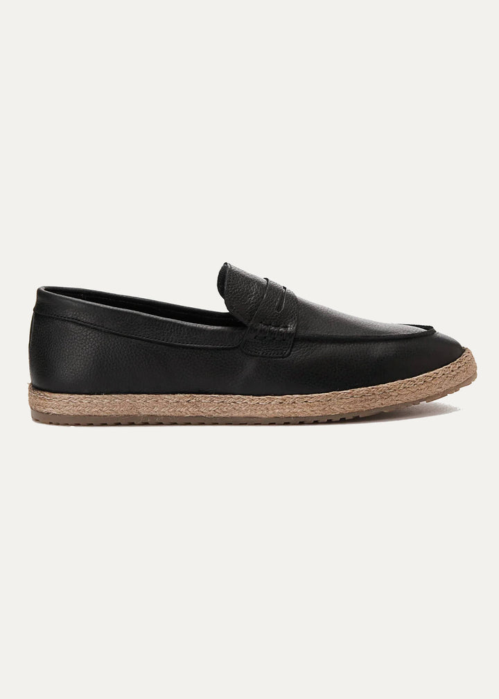 Achilles | Leather PENNY STRAP ESPADRILLES - Black