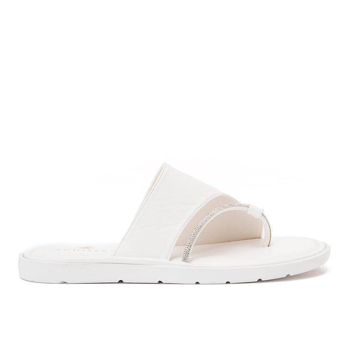 Achilles Women's Toe Slipper With Strap - White