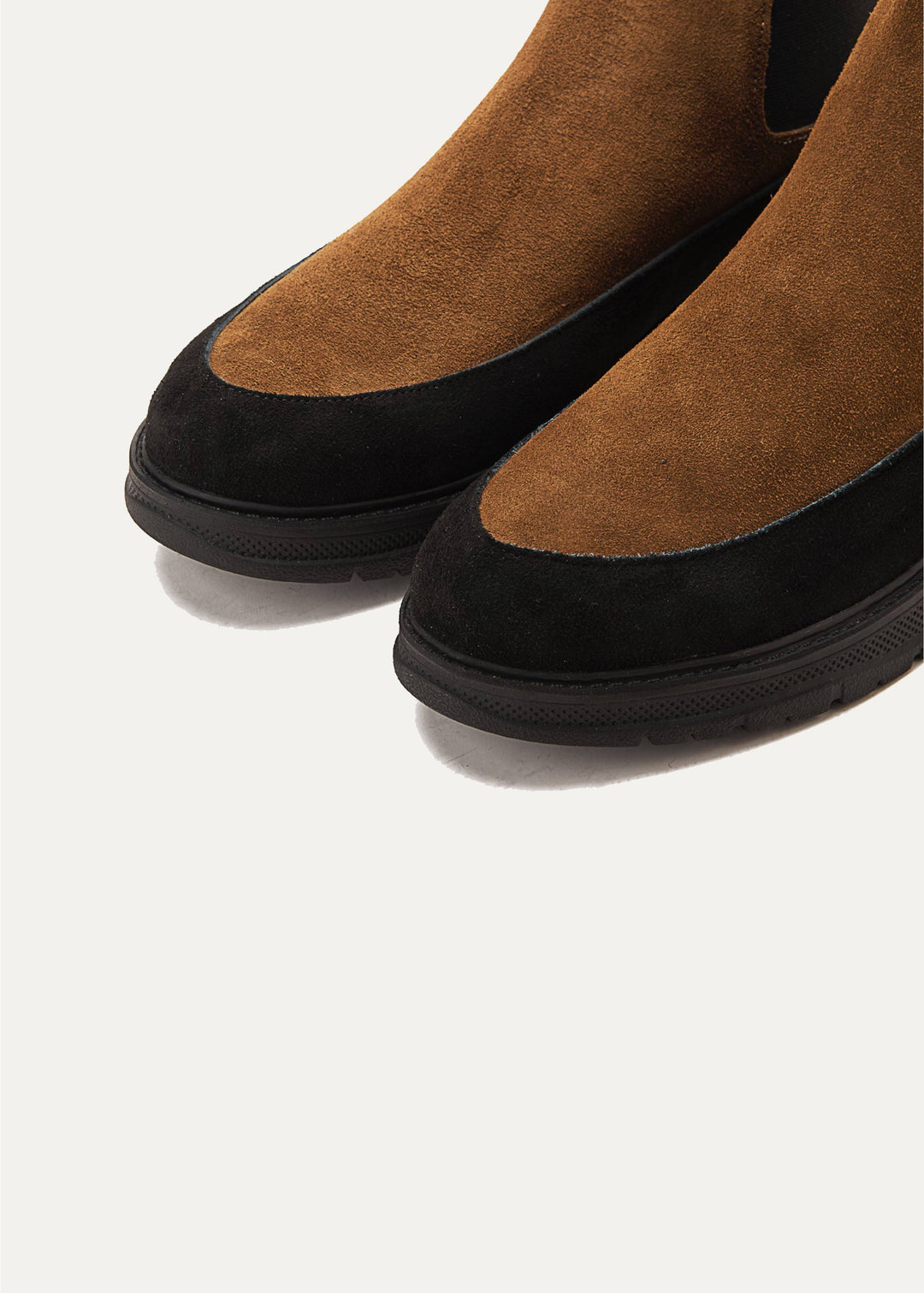 Suede X Leather Genuine Chelsea Boots - Cafe