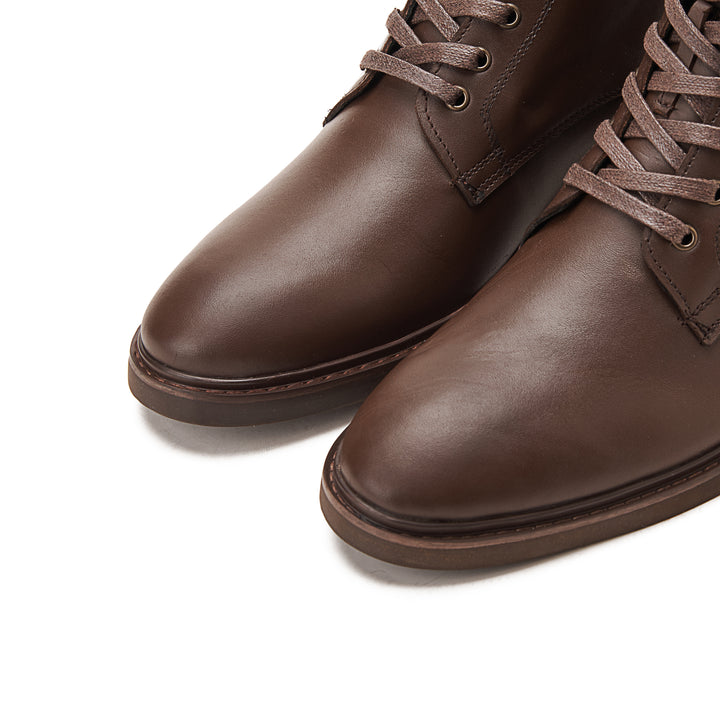 Leather Lace Up Genuine Leather Half Boots | Brown