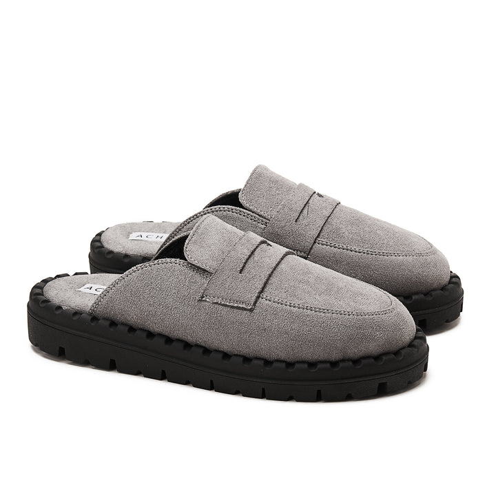 Womens Faux Suede Winter Clogs - Grey