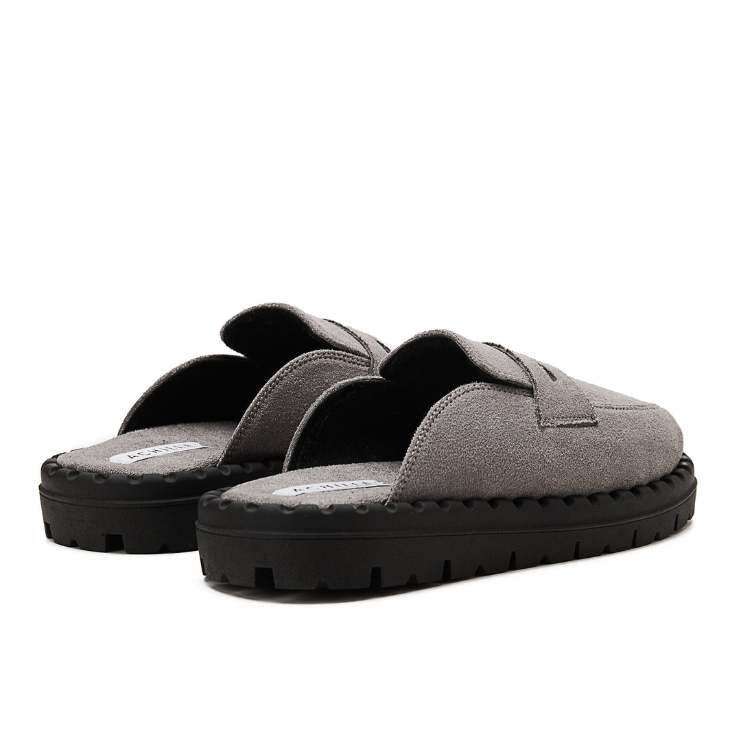 Womens Faux Suede Winter Clogs - Grey