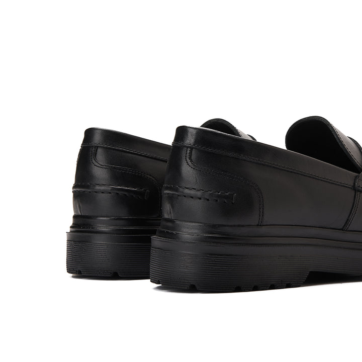 Achilles Chunky Penny Loafers - Matte Black