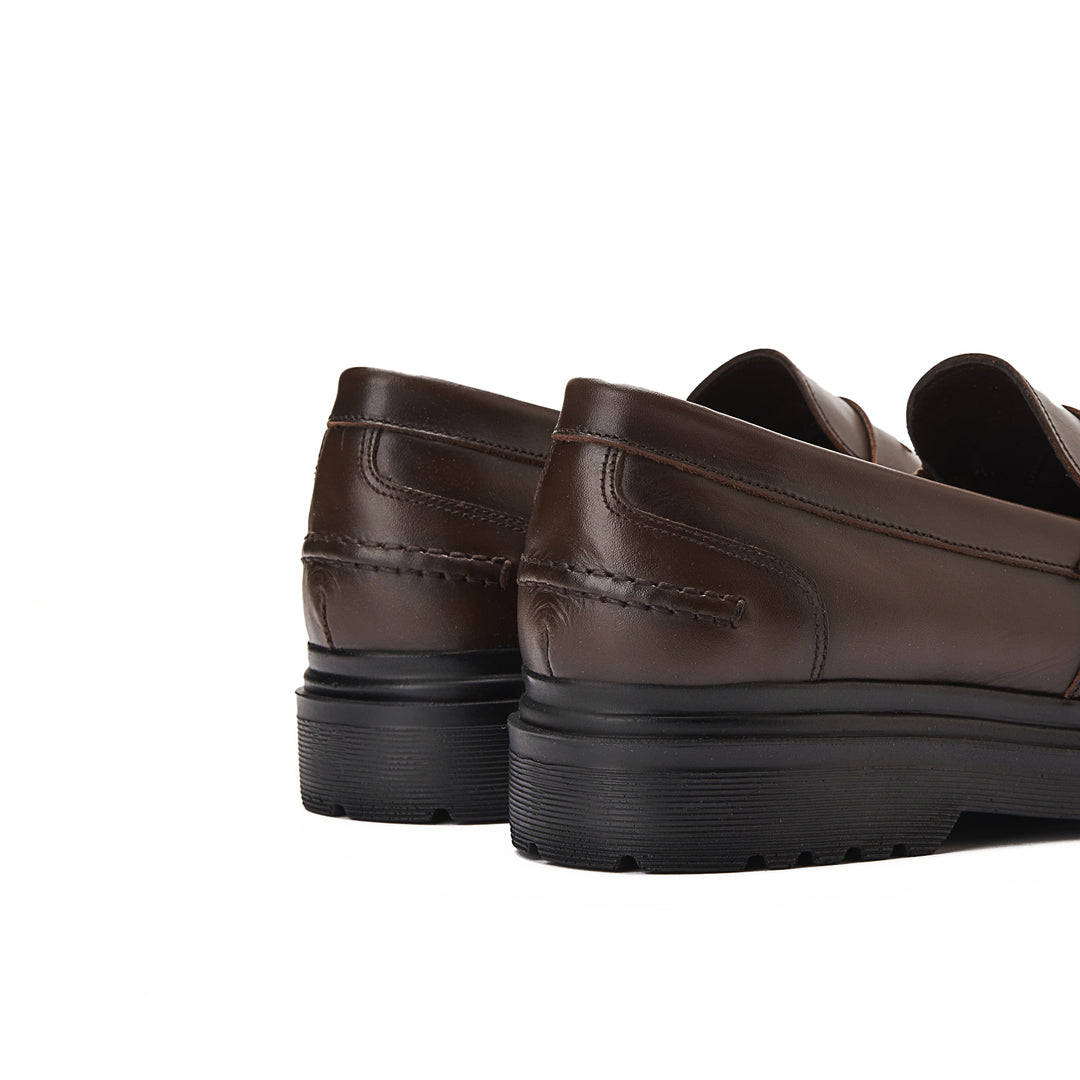 Achilles Chunky Penny Loafers - Brown