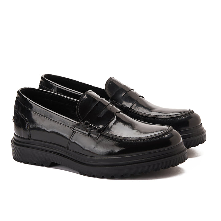 Achilles Chunky Penny Loafers - Verne Black
