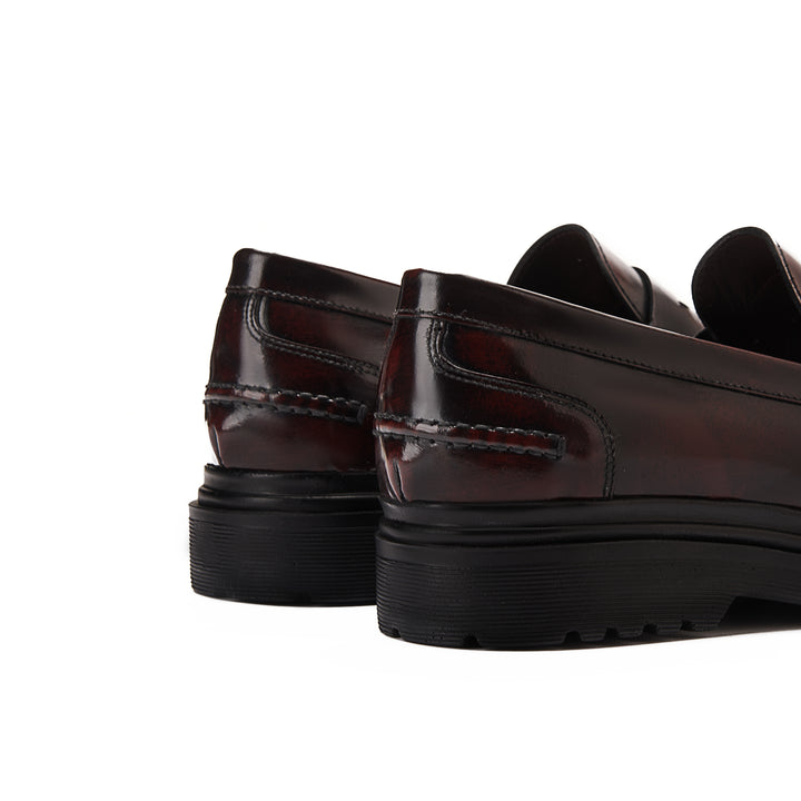 Achilles Chunky Penny Loafers - Burgundy
