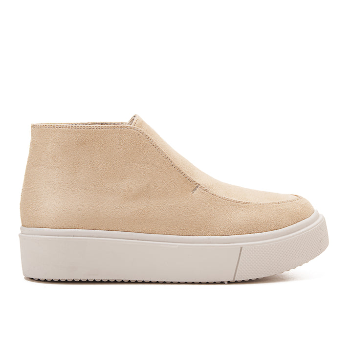 Womens Quality Suede Ankle Sneakers - Beige