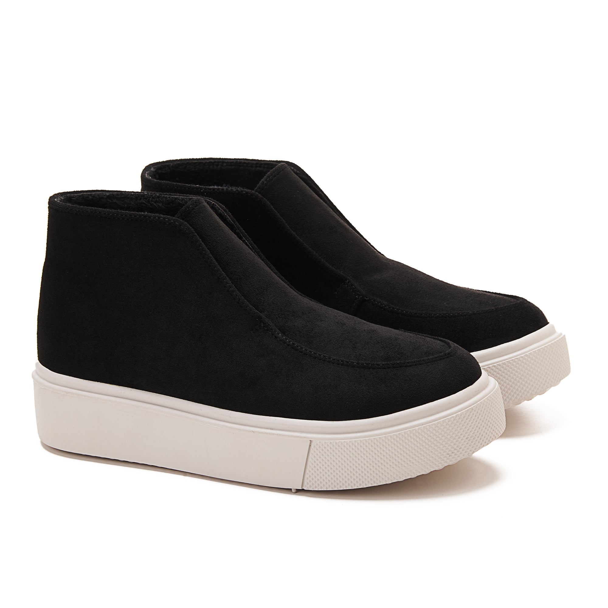 Womens Quality Suede Ankle Sneakers - Black – Achilles Stores