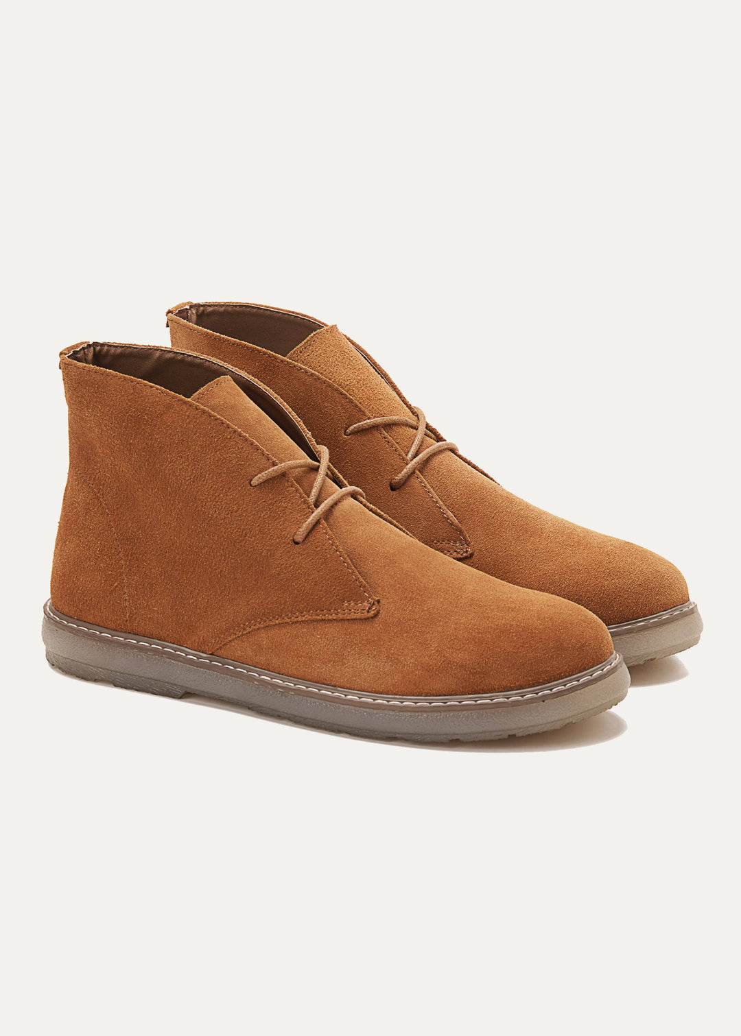 Achilles Split Suede Desert Boots Plain Toe For Men - Light-Brown