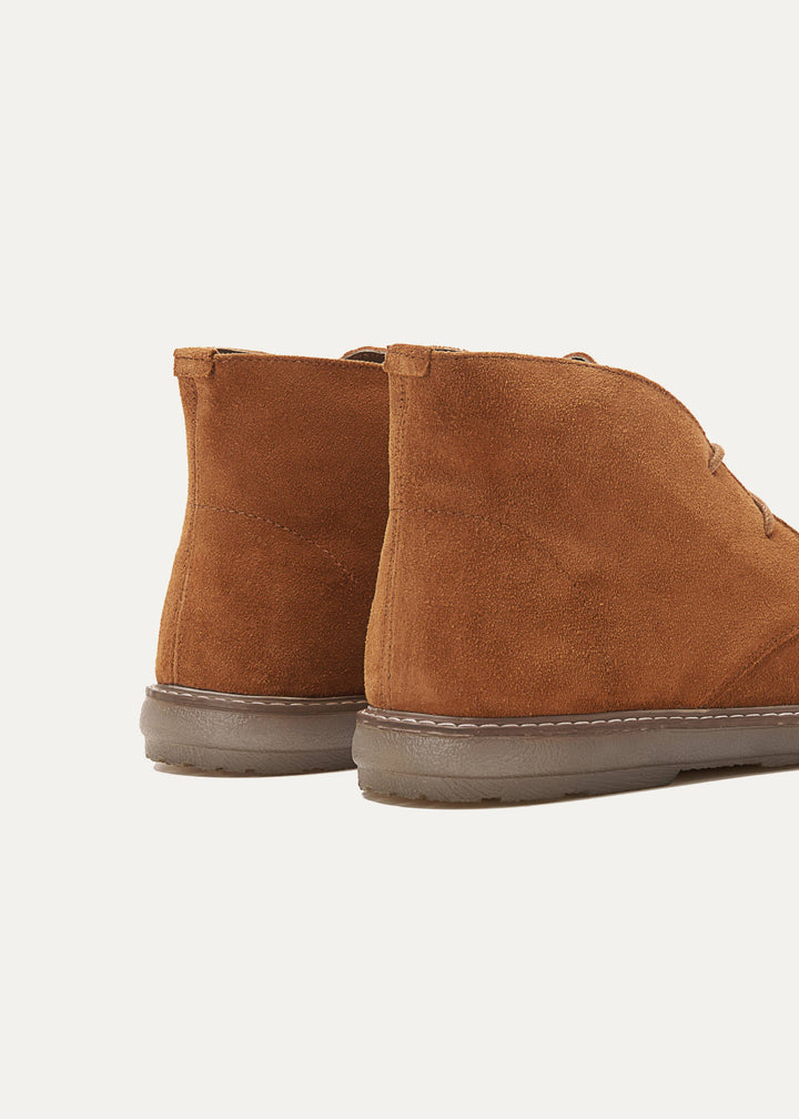 Achilles Split Suede Desert Boots Plain Toe For Men - Light-Brown