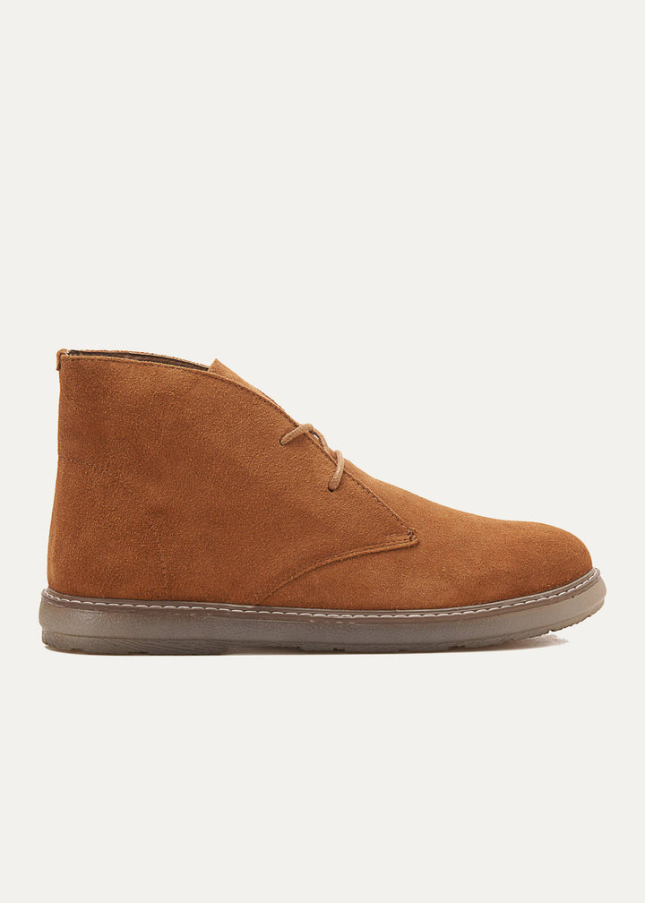 Achilles Split Suede Desert Boots Plain Toe For Men - Light-Brown