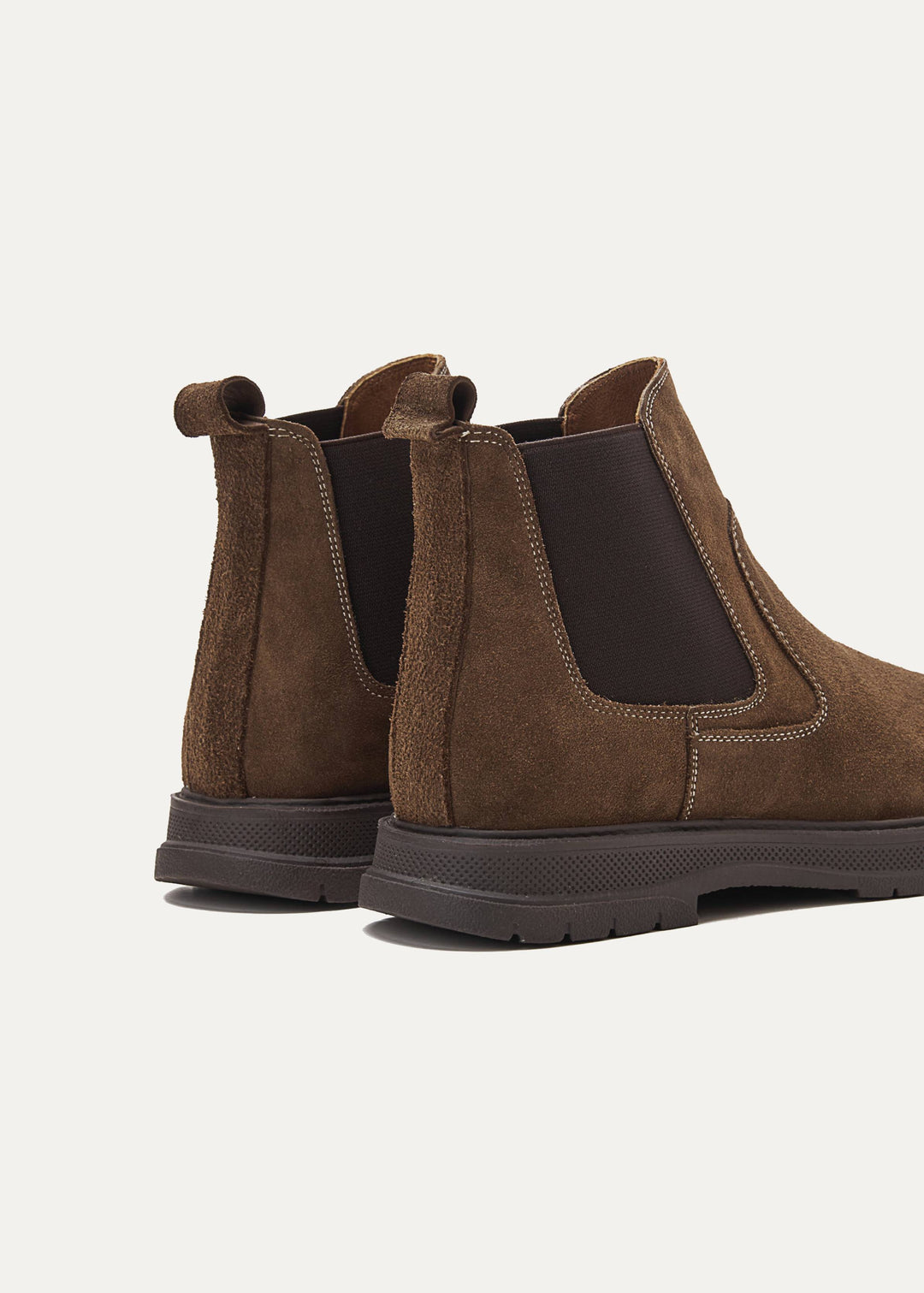 Plain Suede Genuine Leather Chelsea Boots - CAFE