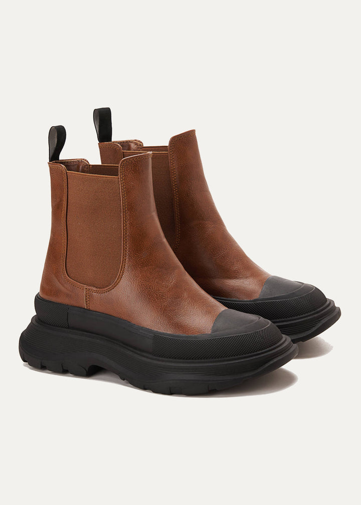 Women Double Layer Chelsea Boots | Brown
