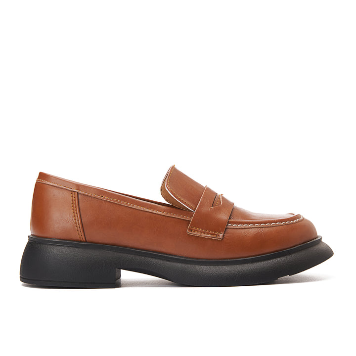 Wide Moc Toe Low Heel Women's Penny Loafer - Havana