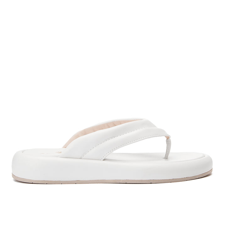 Comfy Footbed Plain Toe Slippers - White