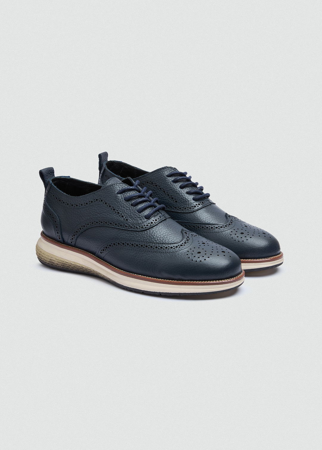 Wingtip Brogue Lace-Up - Textured Navy Blue