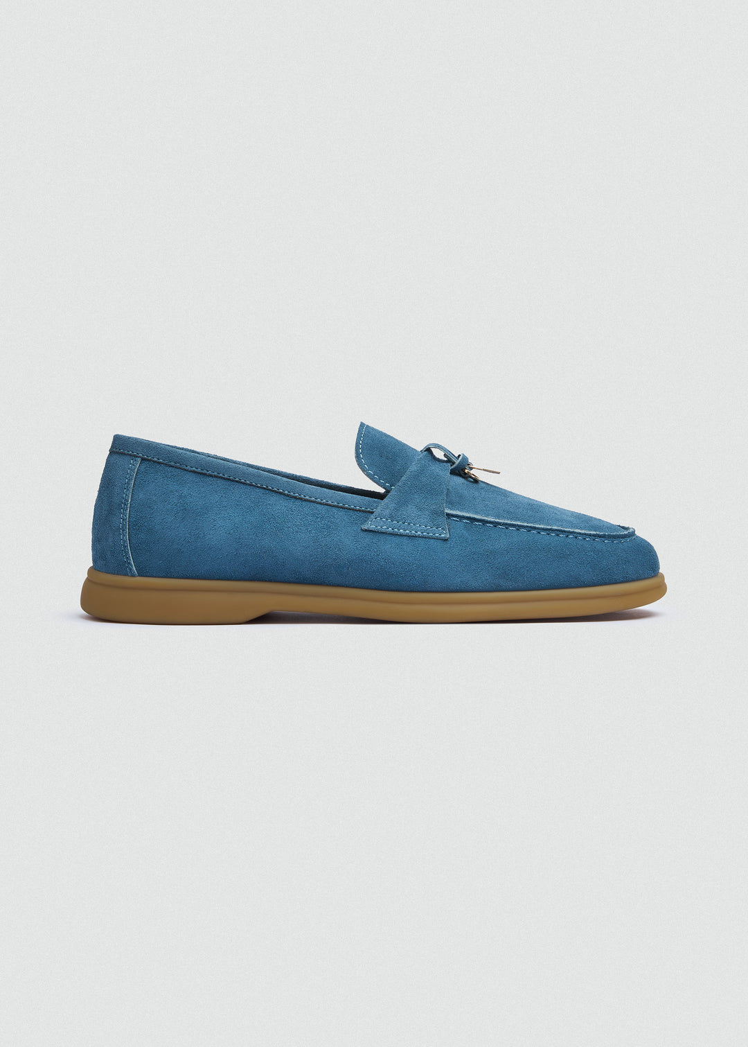 Soft Loafers with Charm Detail - Suede Sky Blue