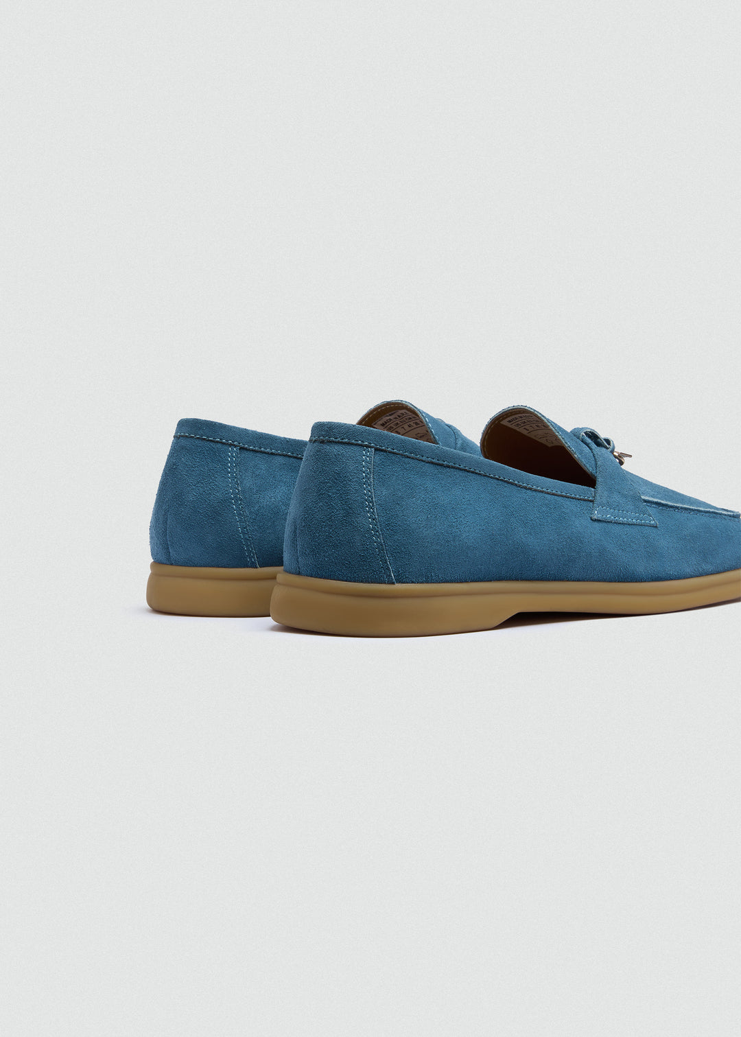 Soft Loafers with Charm Detail - Suede Sky Blue