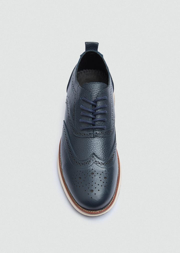 Wingtip Brogue Lace-Up - Textured Navy Blue