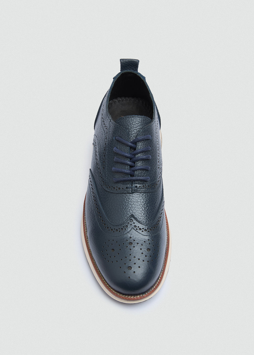 Wingtip Brogue Lace-Up - Textured Navy Blue